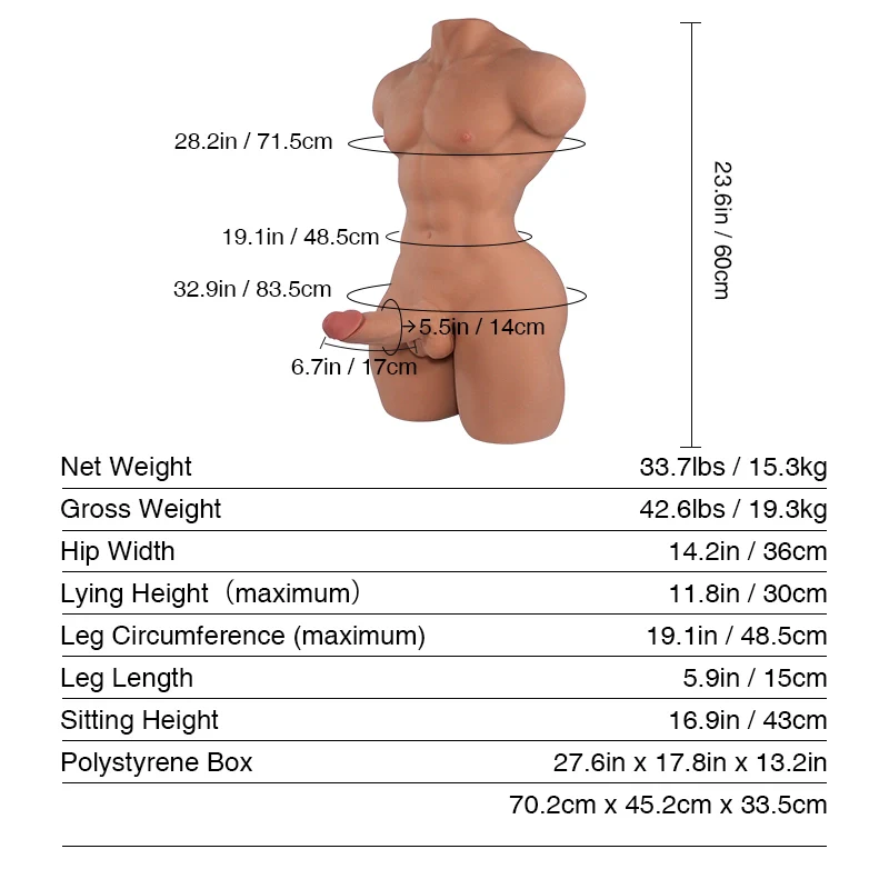 Tantaly Mark: 33.7LB Male Realistic Sex Doll Torso with Big Dick - Image 8